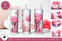 Pink Heart Valentine Tumbler Designs | Romantic Tumbler Wrap Product Image 1