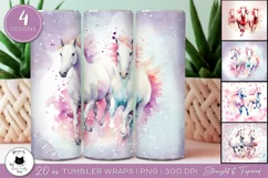 Watercolor Horse Sublimation Designs | Horse Tumbler Wraps Product Image 1