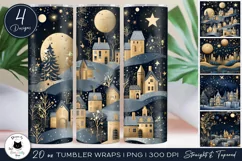 Magical Night Christmas Tumbler Designs | Winter Tumbler PNG Product Image 1