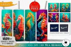 3D Sea Horse Tumbler Wraps | 3D Summer Tumbler Designs Product Image 1