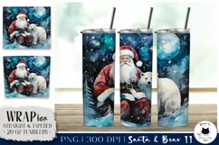 Alcohol Ink Christmas Tumbler Design | Santa PNG Design Product Image 1