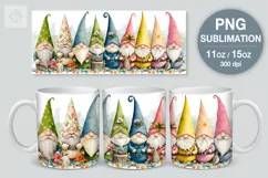 Funny Gnomes mug PNG sublimation. 11 & 15 oz mug wrap PNG Product Image 1