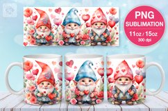 Funny Gnomes Valentine mug PNG sublimation. 11 &amp; 15 oz Product Image 1