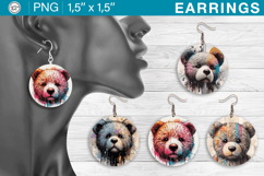 Teddy earrings sublimation / Grunge designs, 4 PNG Product Image 1