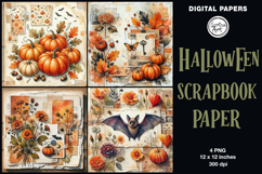 Halloween digital papers. Junk Journal page. Scrapbook Product Image 1