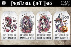 Halloween Gift Tags| Zombie Unicorn| PNG Product Image 1