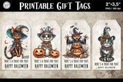 Halloween Gift Tags| Creepy Cat | PNG Product Image 1