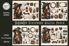 Little Witch digital papers. Junk Journal page. Scrapbook Product Image 1