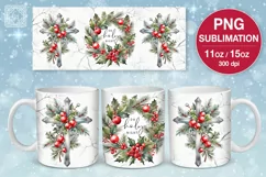 Watercolor Christmas Holy Night mug wrap. 11&15oz Product Image 1