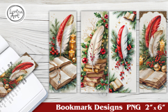 Christmas Feather Printable Bookmark 4 PNG Product Image 1
