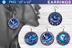 Hummingbird earrings sublimation designs, 4 PNG Product Image 1