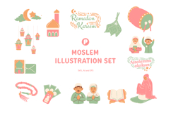 Pastel Moslem Illustration Set Product Image 1