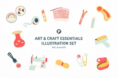 Cute Hand-Drawn Art and Craft Essentials Illustration Set Product Image 1