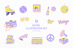 Funky Retro Items Illustration Set Product Image 1