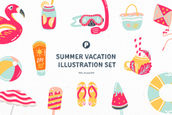 Pink Bright and Cheerful Summer Vacation Illustration Set Product Image 1