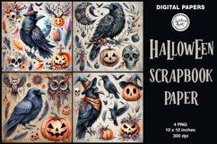 Halloween digital papers. Junk Journal page. Scrapbook Product Image 1