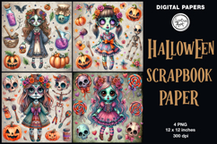 Halloween digital papers. Junk Journal page. Scrapbook Product Image 2