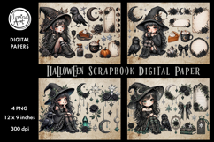 Little Witch digital papers. Junk Journal page. Scrapbook Product Image 1
