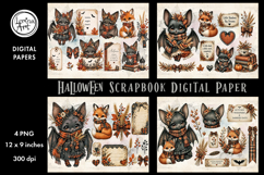 Cute Bat digital papers. Junk Journal page. Scrapbook Product Image 1
