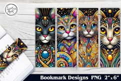 Celestial Cat Printable Bookmark 4 PNG Product Image 1