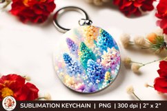 Round Keychain sublimation, 3d keychain, 3D Flowers Product Image 1