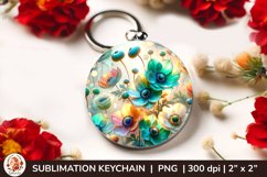 Round Keychain sublimation, 3d keychain, 3D Flowers Product Image 1