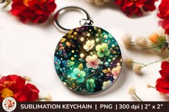 Round Keychain sublimation, 3d keychain, 3D Flowers Product Image 1