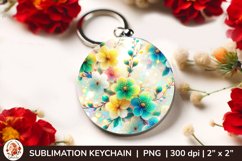 Round Keychain sublimation, 3d keychain, 3D Flowers Product Image 1