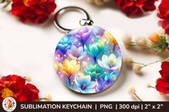 Round Keychain sublimation, 3d keychain, 3D Flowers Product Image 1