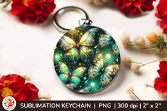 Round Keychain sublimation, 3d keychain, butterfly, spring Product Image 1