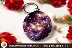 Round Keychain sublimation, 3d keychain, butterfly, spring Product Image 1