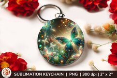 Round Keychain sublimation, 3d keychain, butterfly, spring Product Image 1