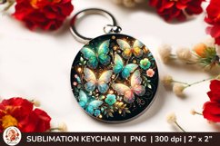 Round Keychain sublimation, 3d keychain, butterfly, spring Product Image 1