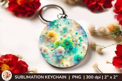 Round Keychain sublimation, 3d keychain, 3D Flowers Product Image 1