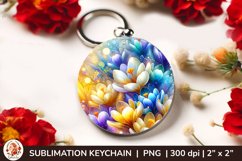 Round Keychain sublimation, 3d keychain, 3D Flowers Product Image 1