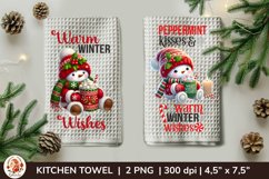Christmas Snowman Sublimation, Kitchen Towel, Dish Towel Product Image 1