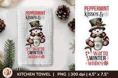 Christmas Snowman Sublimation, Kitchen Towel, Dish Towel Product Image 1