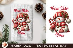 Christmas Snowman Sublimation, Kitchen Towel, Dish Towel Product Image 1
