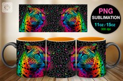 Leopard mug PNG sublimation. 11 &amp; 15 oz mug wrap Product Image 1