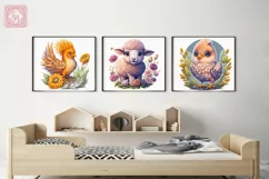 Cute Lamb Watercolor clipart, print design PNG Product Image 5