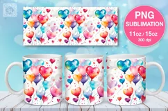 Balloons PNG sublimation. 11 & 15 oz mug wrap Product Image 1