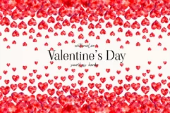 Watercolor Valentine, Valentine clipart, Heart Border Product Image 1