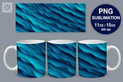 3D Waves PNG sublimation. 11 &amp; 15 oz mug wrap Product Image 1
