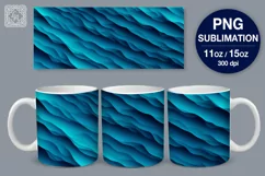 3D Waves PNG sublimation. 11 & 15 oz mug wrap Product Image 1