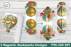 Hot Air Balloons Magnetic Bookmarks 4 PNG Product Image 1