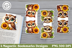 Cute Owl Magnetic Bookmarks 4 PNG Product Image 1