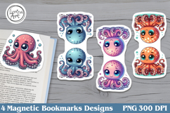 Cute Octopus Magnetic Bookmarks 4 PNG Product Image 1