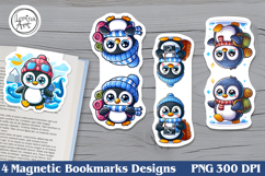 Cute Penguin Magnetic Bookmarks 4 PNG Product Image 1