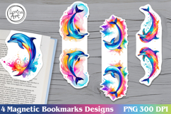 Rainbow Dolphin Magnetic Bookmarks 4 PNG Product Image 1