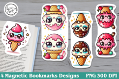 Cute Ice Cream Magnetic Bookmarks 4 PNG Product Image 1